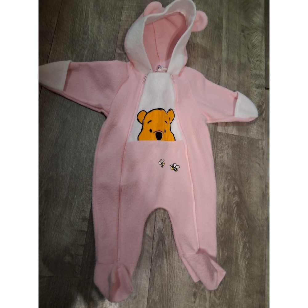 Vintage Winnie The Pooh And Friends Disney Embroidered Pink Sleeper